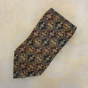 Classic Christian Dior Mens Tie, Burgundy and Gold